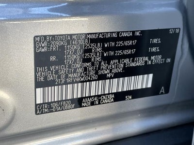 2019 Toyota RAV4 LE AWD (Natl)