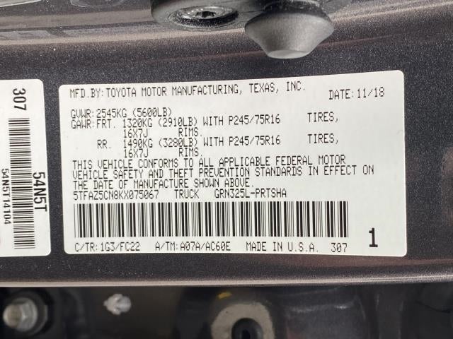 2019 Toyota Tacoma 2WD SR5 Double Cab 5' Bed V6 AT (Natl)