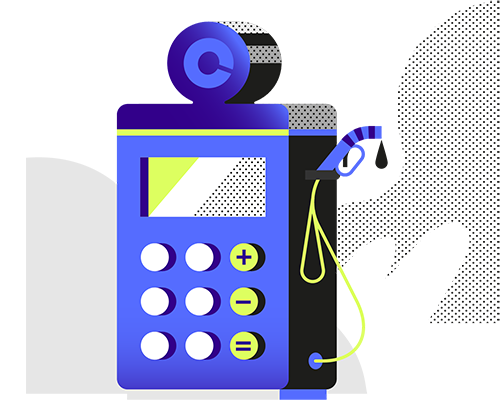 Illustration of a fuel pump and calculator